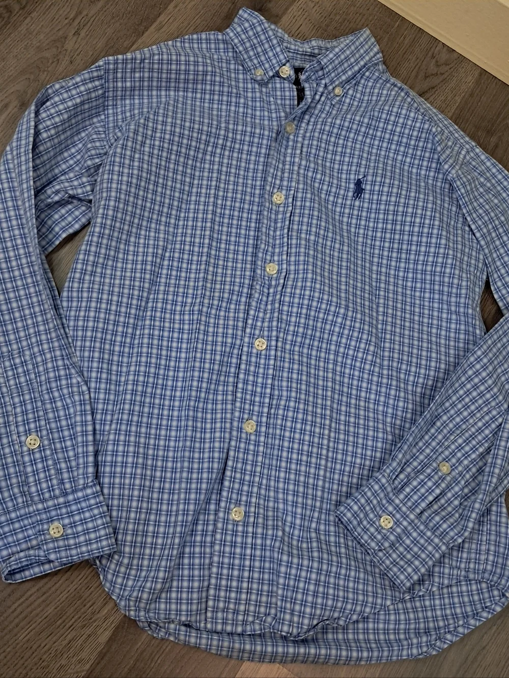 Ralph Lauren Blue Plaid Boy's Size Medium 12/14 Button-Down
